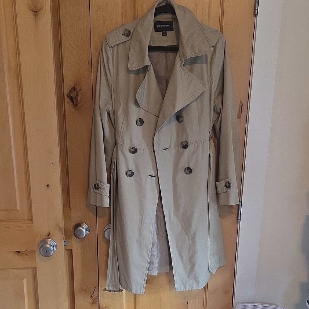 Women's Double-Breasted London Fog Trench Coat Size 12